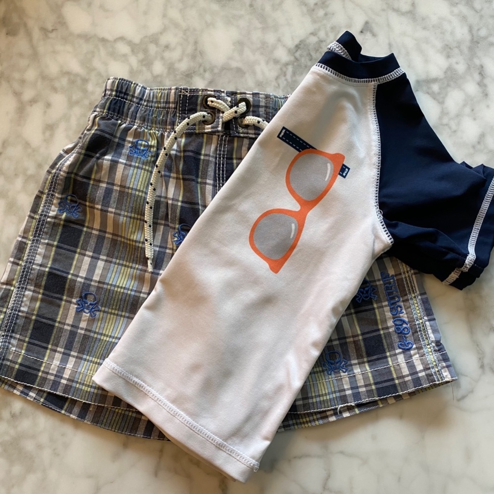 Toddler Boys Swimsuit and Rash Guard